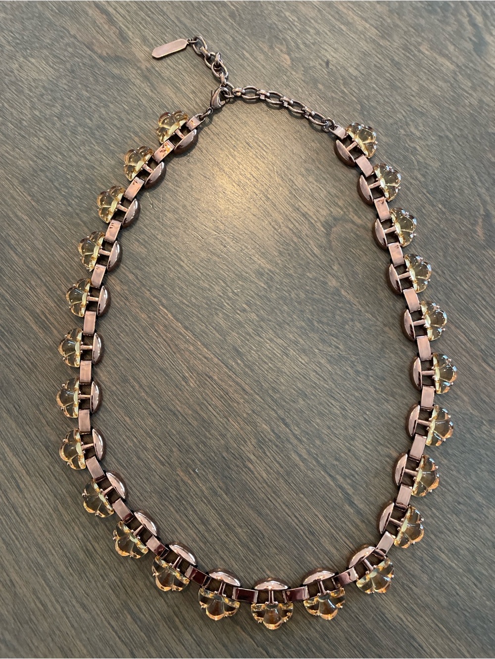 Stella & Dot Copper Chain Necklace with Pale Amber Crystals